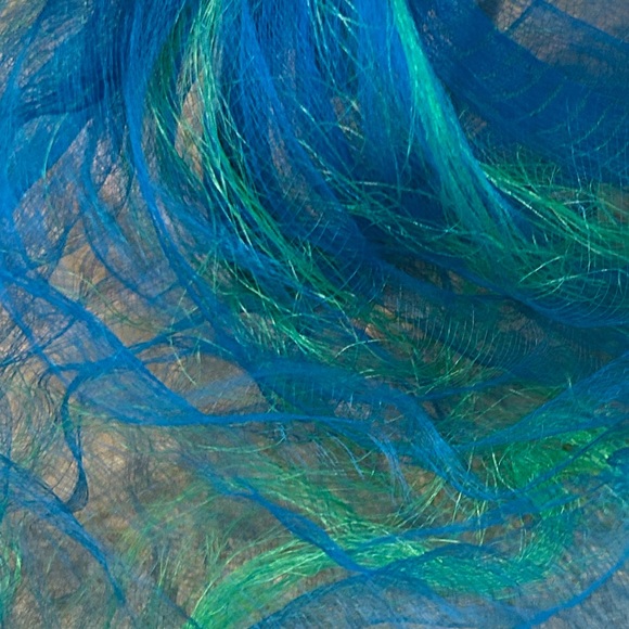 Vibrant Blue & Green Silk Wrap Scarf - Picture 3 of 10